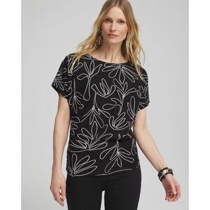 Chico’s Women’s Touch of Cool Abstract Shoulder Pad Top - Size Medium (1)